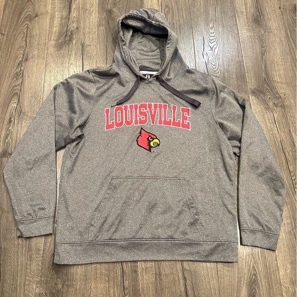 Louisville Cardinals Hoodie Sweatshirt J. America Size L Gray Drawstring NCAA - Picture 4 of 10